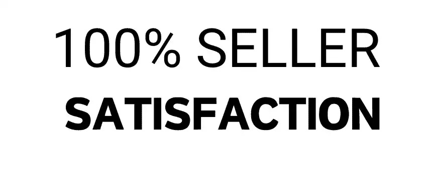 100 percent seller satisfaction text banner on white background