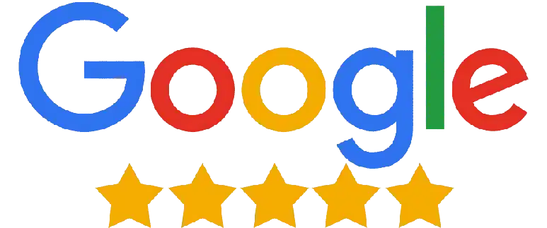 Five gold stars displayed below Google brand logo